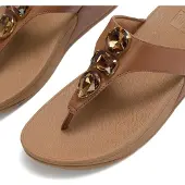FitFlop Lulu Ultra-Jewel Tåpost Polyuretan Kvinnors Mörkbruna Sandaler