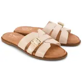 Toms Sol Mule Läder Kvinnors Champagne Sandaler