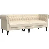 vidaXL Chesterfield 3-sitssoffa, linneklädsel