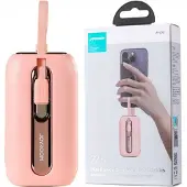 JOYROOM 10000mAh Mini Powerbank Colorful Series 22.5W med USB C & Lightning-kablar rosa (JR-L012)