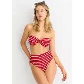Gini London Röd texturerad bikiniöverdel med randig framkant