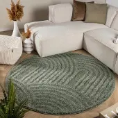 FRAAI Rund skandinavisk matta | Lova Arches grön hos Volero | Ø 160cm | Polyester | Enfärgad | Rund | Hög lugg
