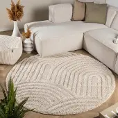 FRAAI Rund skandinavisk matta | Lova Arches beige hos Volero | Ø 100cm | Polyester | Enfärgad | Rund | Hög lugg