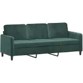 vidaXL 3-sitssoffa mörkgrön 180 cm sammet