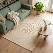 FRAAI Skandinavisk matta | Charm Curves beige hos Volero | 230x330 cm | Syntet | Enfärgad | Rektangulär | Låg lugg