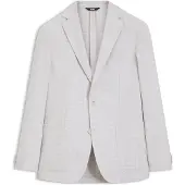 BOSS Slim-fit blazer in checked virgin wool and cotton