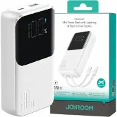 JOYROOM Mini powerbank med inbyggda kablar JR-PBC06 30W 10000mAh - vit