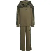 Adidas Träningsdräkt 'Seasonal Essentials Hooded Fleece Jogger Set Little' khaki / oliv / mörkgrön