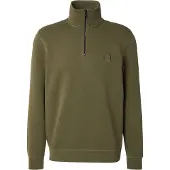 BOSS för män. 50468926 Sweatshirt med polokrage och halv dragkedja i grönt (XL), Casual, Bomull