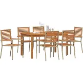 vidaXL Trädgårdsmöbelset 7 pcs Beige Massivt Akaciaträ
