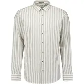 No-excess Skjorta Cotton inen Ränder Taupe Storek