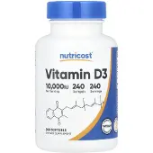 Nutricost Vitamin D3, 250 mcg (10 000 IE), 240 Mjuka kapslar