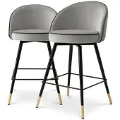 Eichholtz Cooper barstolar roche light grey velvet 2-set