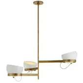 Visual Comfort Lightwell Grande Triple takkrona mässing/vit