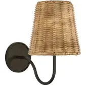 Visual Comfort Lyndsie vägglampa aged iron/natural wicker