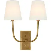 Visual Comfort Hulton vägglampa dubbel antik mässing