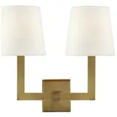 Visual Comfort Square Tube vägglampa dubbel antik mässing
