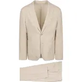 Suitable Washed Linne Suit Ecru Beige Off-White Storlek