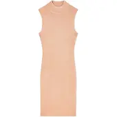 Armani Exchange för kvinnor. XW001875AF11957M4014 Midiklänning med hög krage nude (M), Casual, Parti, Viskos, Ärmlös / Hängselbyxor, Nak