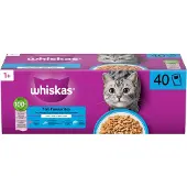 Whiskas 1+ Fish Selection i gelé våtfoder katt multipack (påsar 85 g)
