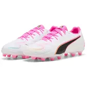 Puma King 20 Match FG/AG Showtime - White/Rosa/Blå, storlek 45