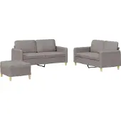 vidaXL Soffgrupp med dynor 3 delar Taupe tyg