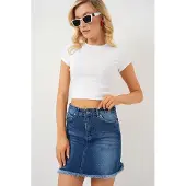 Big Dart Slim Fit Mini Denimkjol med knappar
