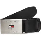 Tommy Hilfiger Bälte 'Flag Plaque' svart / silver