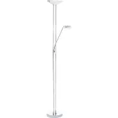 Eglo BAYA 1 golvlampa i krom med vita skärmar på upplysnings- och läsarm