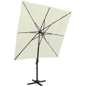 vidaXL Trädgårdsparasoll med ventilation och stång sand 250x250 cm