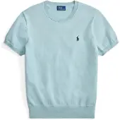 Ralph Lauren för kvinnor. 211971872506 Kortärmad tröja med rund halsringning i turkos (L), Casual, Bomull, Kort ärm