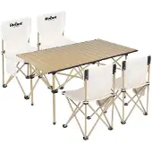 Rebel Active set för camping/strand - bord + 4 stolar, metallstativ