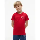Tommy Hilfiger T-shirt 'Outline Flag Logo' röd / vit