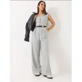 Bianco V-ringad vid byxdress med rosettdetalj