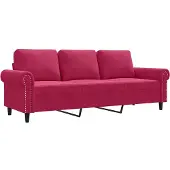 vidaXL 3-sitssoffa vinröd 180 cm sammet
