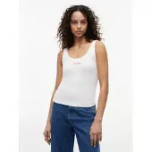 Tommy Hilfiger Topp 'Logo Embroidery Slim Tank' röd / vit