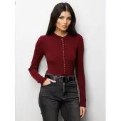 MixRay Ribbad Knit Knapplång Tröja