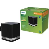 Philips LED-utomhusvägglampa Virona, svart, IP44 Virona, Svart, Syntetmaterial, Modern, Solcellslampa utomhus