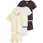 Next Kort pyjamas ecru / mörkbrun / pastellgul