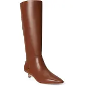 Ralph Lauren för kvinnor. 802P15725002 Höga Francesca-stövlar i brunt kalvskinn (41), Hud, 3 till 5 cm, Zip, Casual