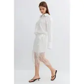 Gina Tricot  - Structured skirt - kjolar - Vit - 36 - Dam