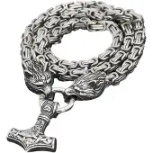 INF Vikingasmycken Thors hammare med läderhalsband Silver 90 cm