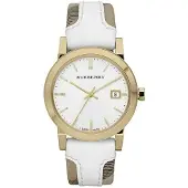 Burberry BU9110 Leather White Large Check Damklocka