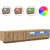 vidaXL TV-bänk med LED-lampor artisan ek 200x35x40 cm konstruerat trä