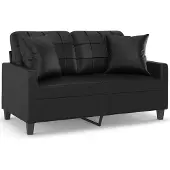 vidaXL 2-sits soffa med prydnadskuddar svart 120 cm konstläder