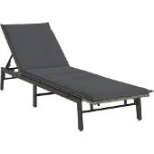 vidaXL Solsäng med dyna konstrotting grå