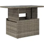 vidaXL Trädgårdsbord med glasskiva grå 100x55x73 cm konstrotting