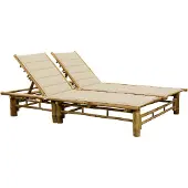 vidaXL Solsäng med dynor 2 personer bambu