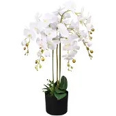 vidaXL Konstgjord Orkide med Kruka, 75 cm, Vit