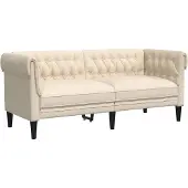 vidaXL Chesterfield tvåsitssoffa, linneklädsel